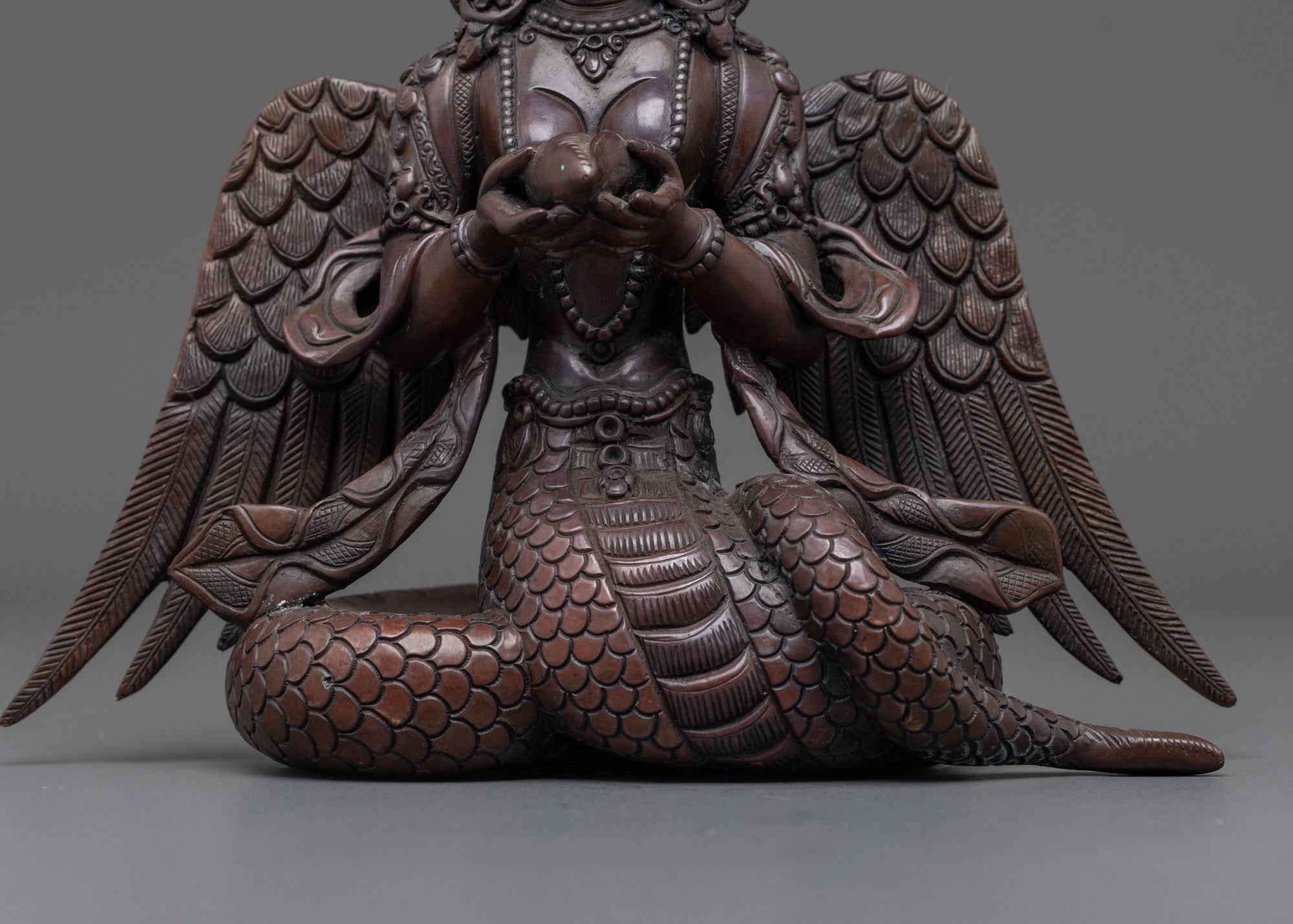 Oxidized Naga Kanya Statue | Handmade Serpent Goddess Sculpture