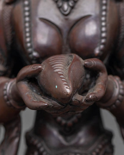 Oxidized Naga Kanya Statue | Handmade Serpent Goddess Sculpture