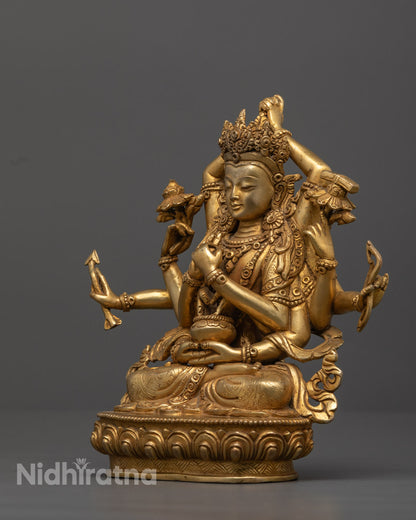 Namasangati’s hands in Dharma Chakra Mudra with alms bowl symbolizing compassion