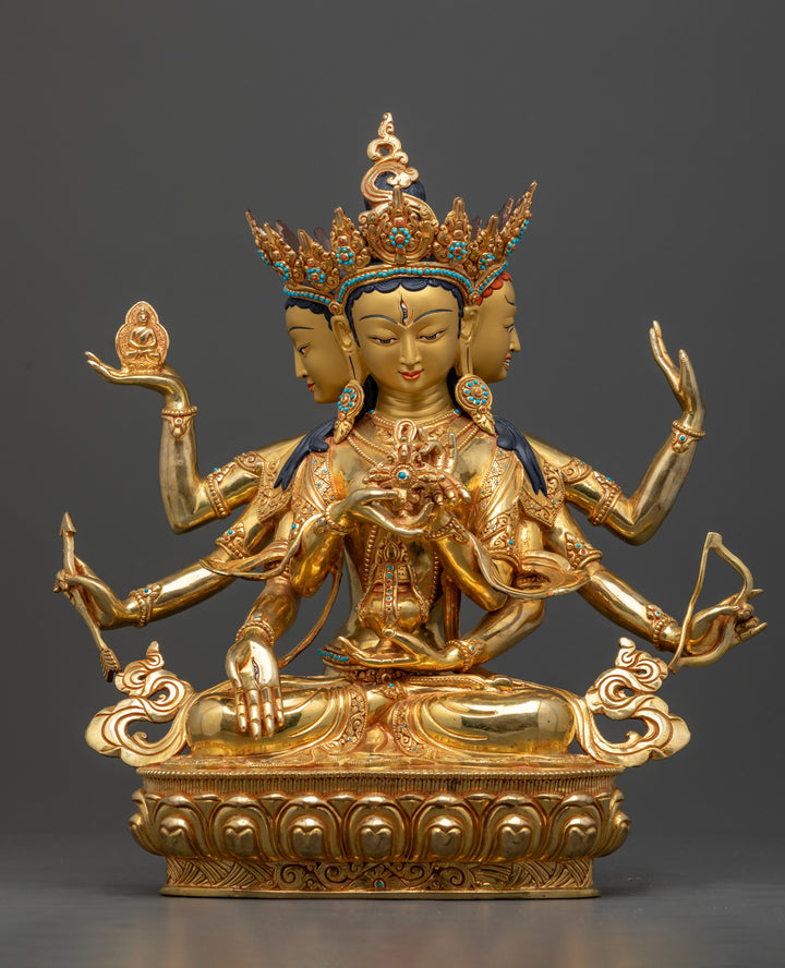 Three Deities of Long Life Statue Set: White Tara, Amitayus, and Namgyalma