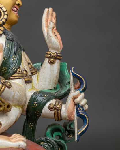 Colorful Ushnishavijaya Namgyalma Statue | Wooden Buddhist Sculpture