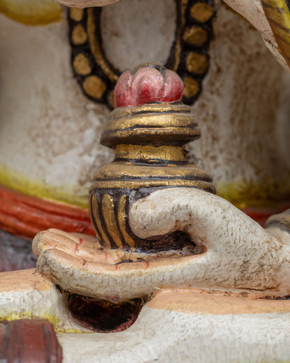 Colorful Ushnishavijaya Namgyalma Statue | Wooden Buddhist Sculpture