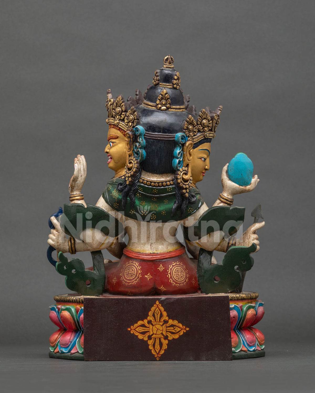 Colorful Ushnishavijaya Namgyalma Statue | Wooden Buddhist Sculpture
