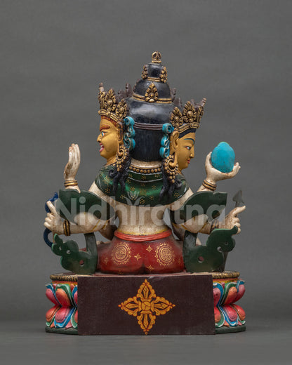 Colorful Ushnishavijaya Namgyalma Statue | Wooden Buddhist Sculpture