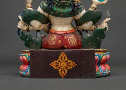 Colorful Ushnishavijaya Namgyalma Statue | Wooden Buddhist Sculpture