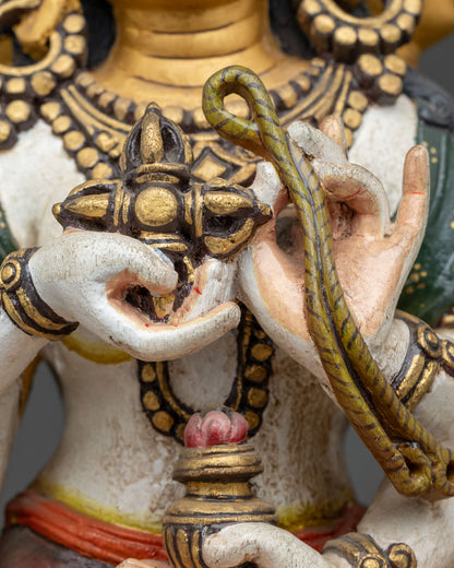Colorful Ushnishavijaya Namgyalma Statue | Wooden Buddhist Sculpture