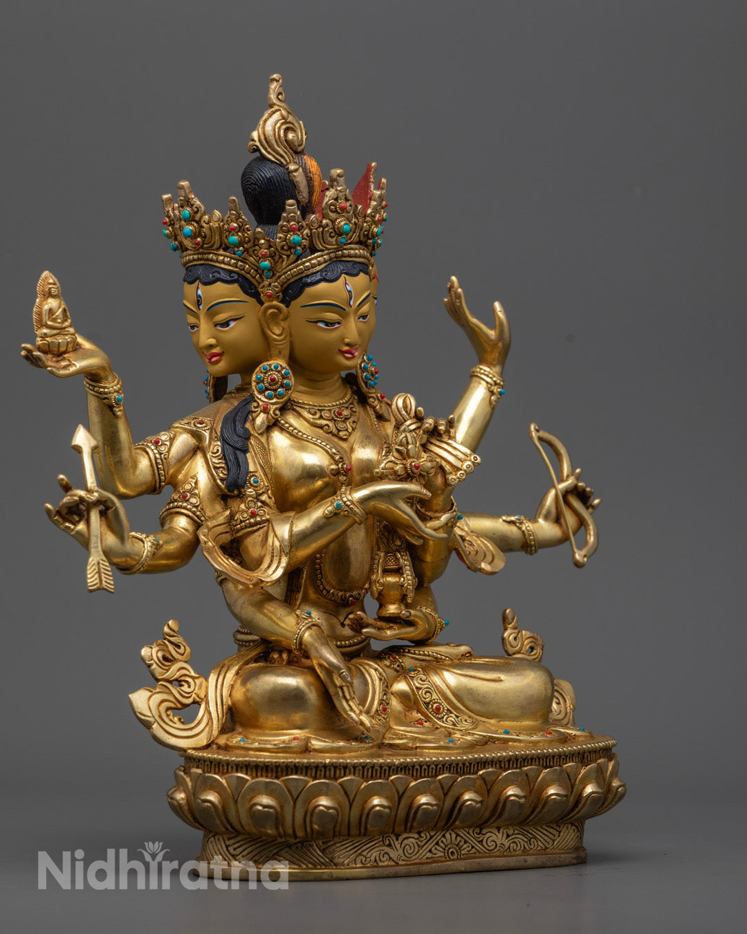 Namgyalma Buddhist Statue – 24K Gold-Plated, Handmade Tibetan Longevity Goddess