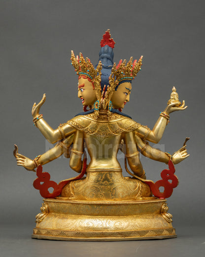 Namgyalma Statue Back View 24K Gold Copper Tibetan Buddhist Deity