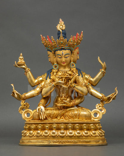 Namgyalma Statue Nepalese Buddhist Deity Copper Sculpture Fire-Gilded Front View