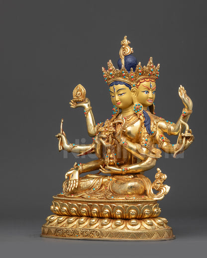 Namgyalma Ushnishavijaya statue left view side with lotus base and ornate craftsmanship
