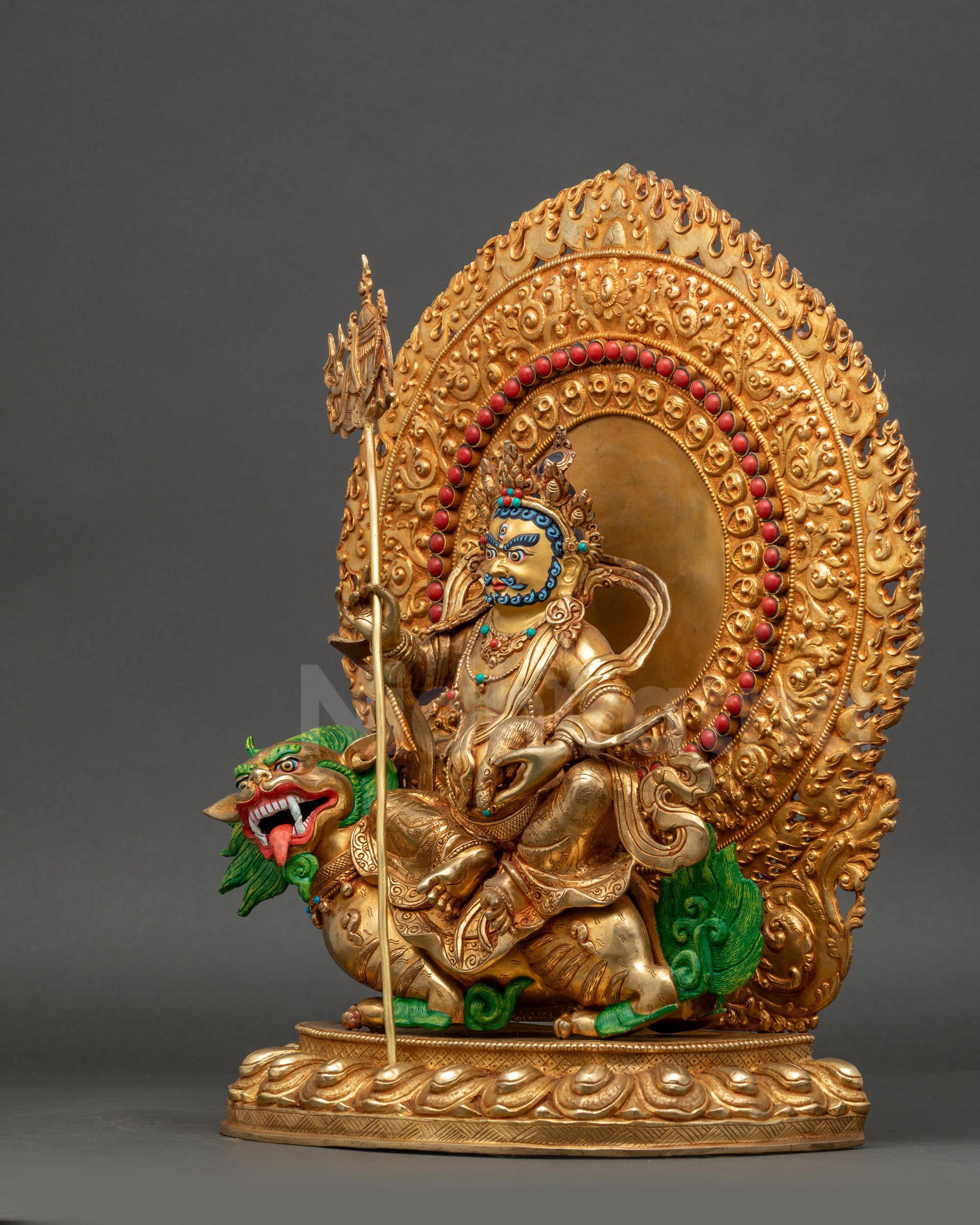 Namtoshe Statue left side view gold-gilded copper with semi-precious stones