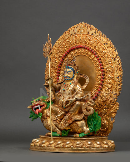 Namtoshe Statue left side view gold-gilded copper with semi-precious stones