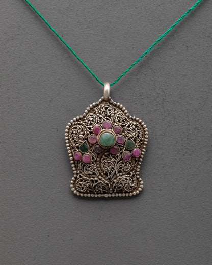 Nature-Inspired Flower Locket | Adorned with Vibrant Gemstones
