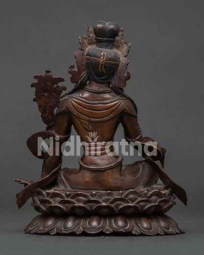Nepalese Lokeshwor statue with detailed monastic garments and lotus throne.