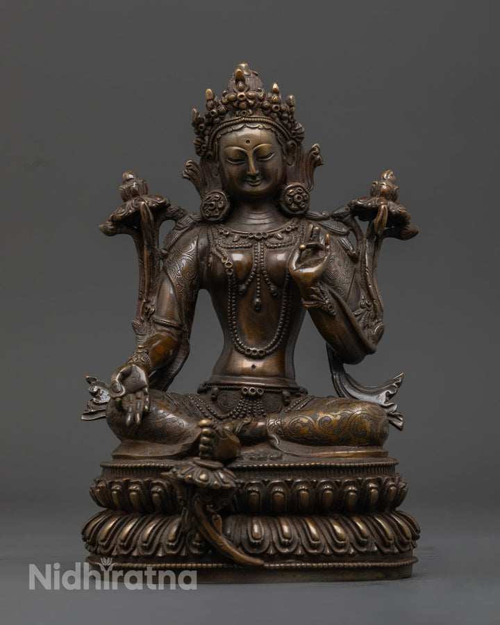 Nepalese Green Tara Statue | Handcrafted Buddhist Art