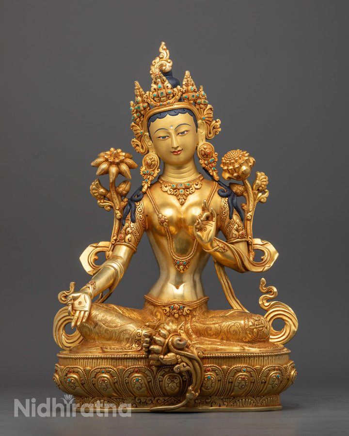 Nepalese Green Tara Statue | Spiritual Home Decor