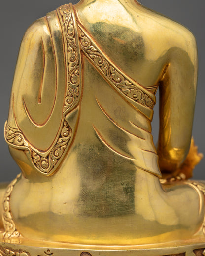 Gold-gilded Medicine Buddha statue for altar, meditation, and spiritual practice
