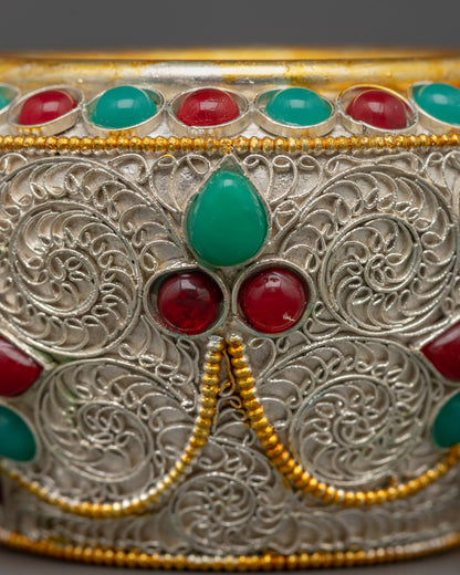 Nepalese Newari Artisan Crafted Tibetan Rice Pot for Offerings