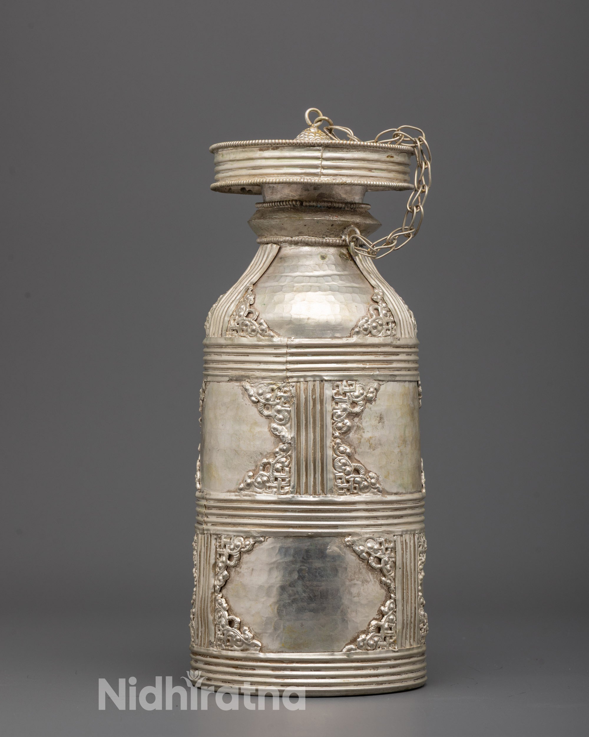 Nepali Silver-Plated Theki | Artisan Crafted Buddhist