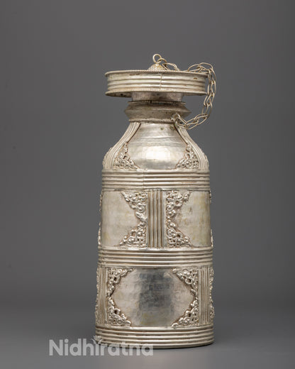 Nepali Silver-Plated Theki | Artisan Crafted Buddhist