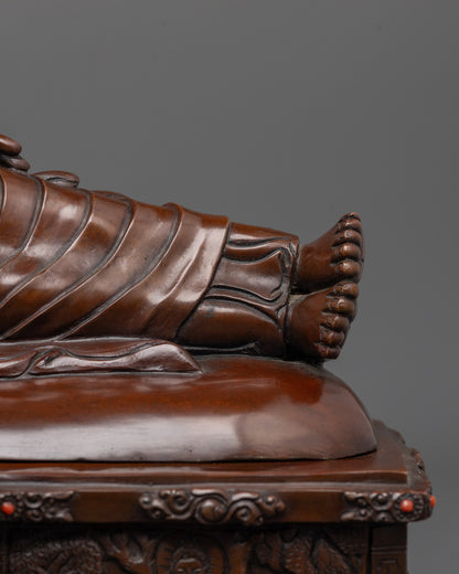 Nirvana Buddha Statue | Oxidized Copper Depiction of  Parinirvana