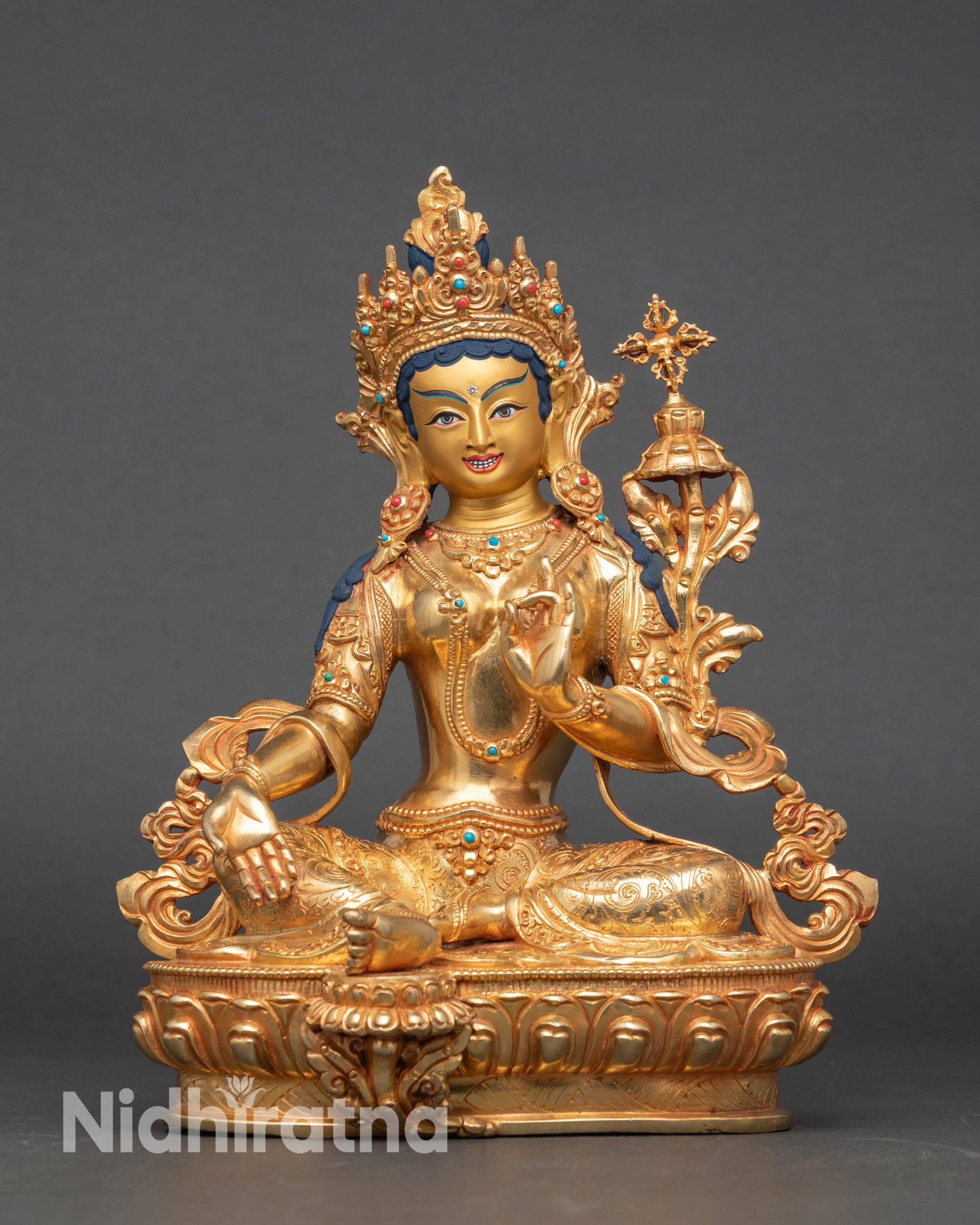 Norterma Wealth-Granting Tara gold statue prosperity Buddha manifestation