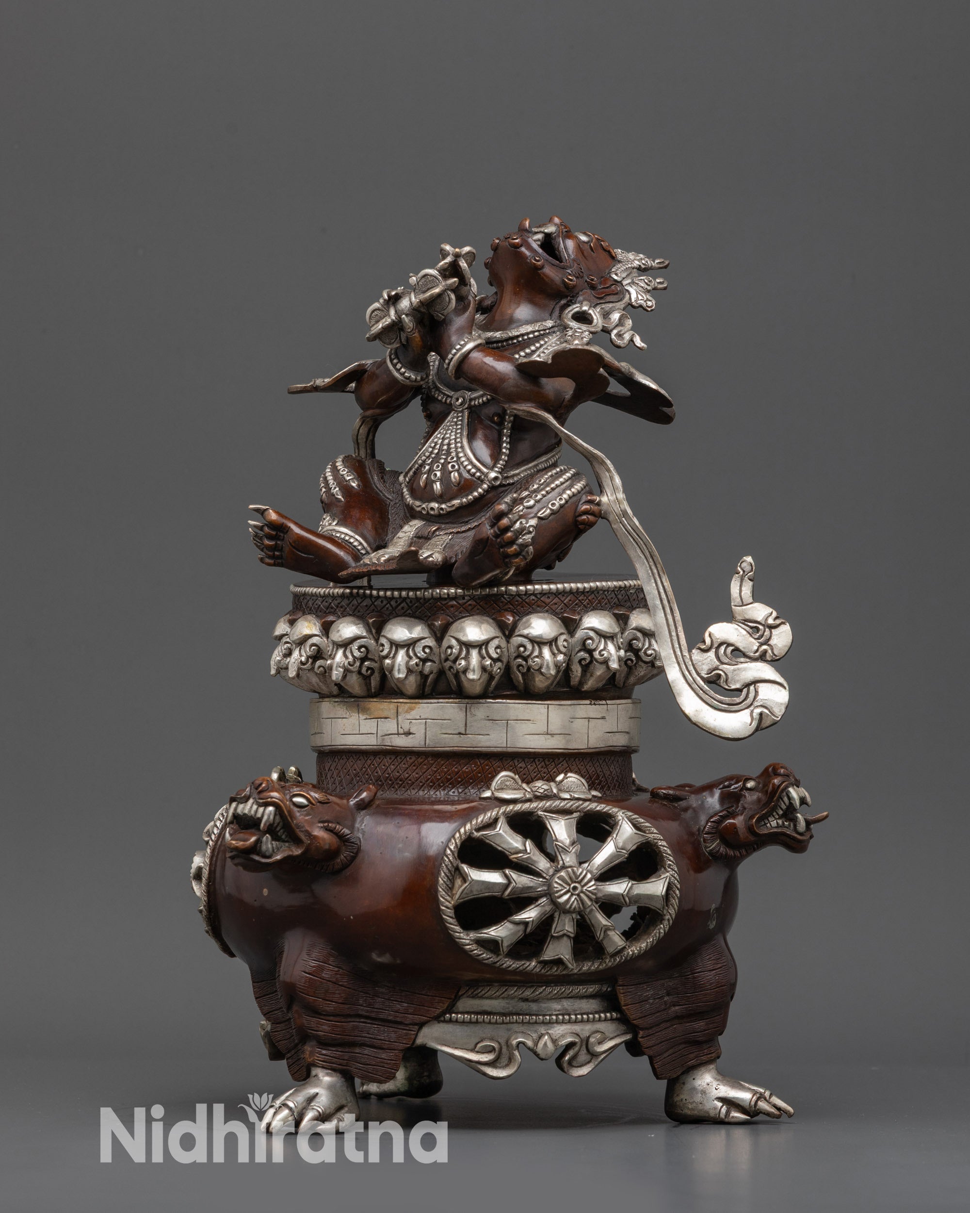 Other side view of Vajradhaka Statue showing intricate crown and jewelry details
