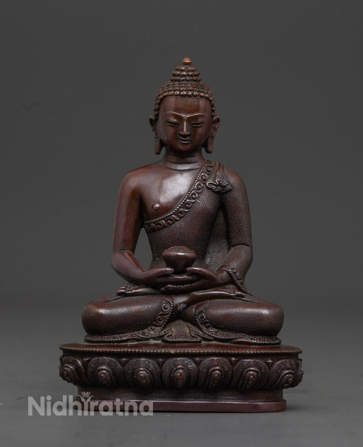 Oxidized Amitabha Buddha Statue | Lotus Seated Sacred Art