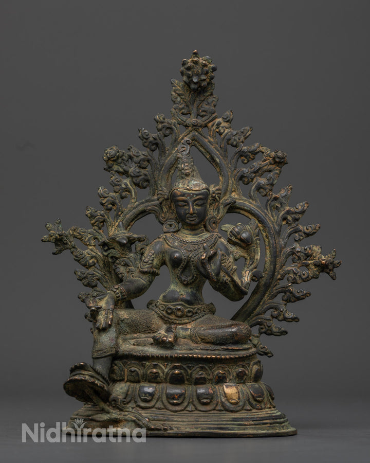 Oxidized Green Tara Statue 