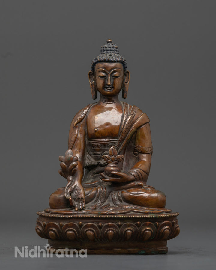 Oxidized Medicine Buddha Meditation Statue