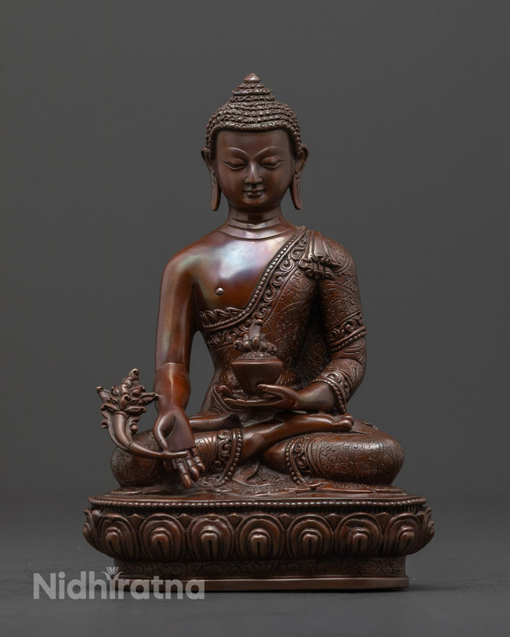 Oxidized Medicine Buddha Sculpture | Buddhist Meditation