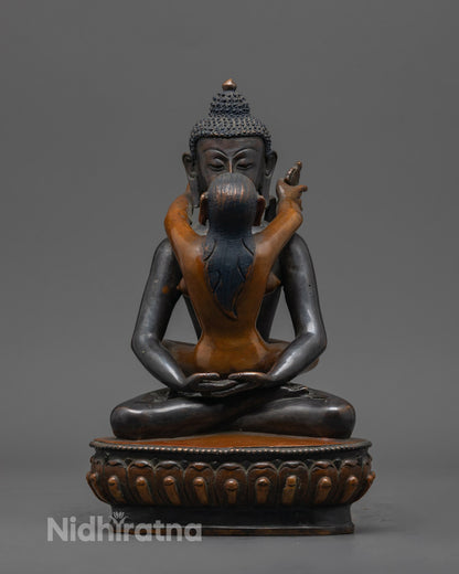 Oxidized Samantabhadra Consort Statue showing intricate lost wax craftsmanship on premium copper body