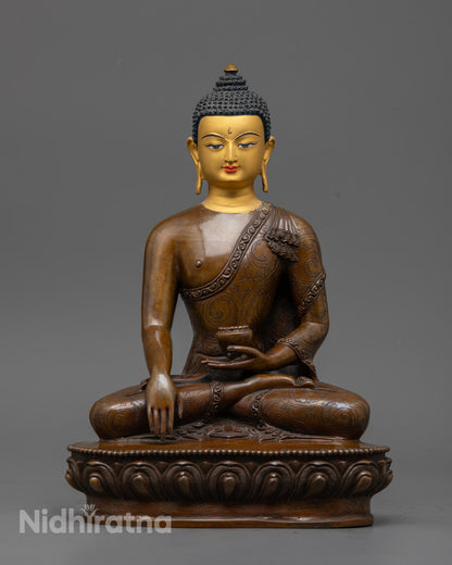 Oxidized Shakyamuni Buddha Meditation Statue