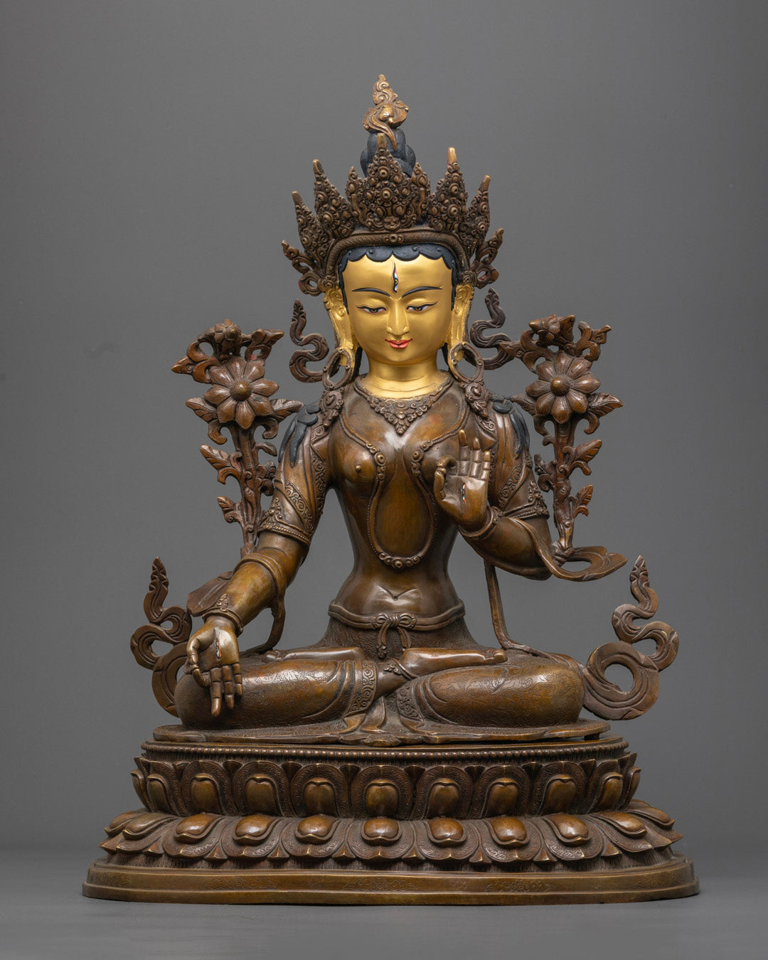 Oxidized White Tara Statue handcrafted in Nepal – spiritual goddess decor for meditation and healing spaces