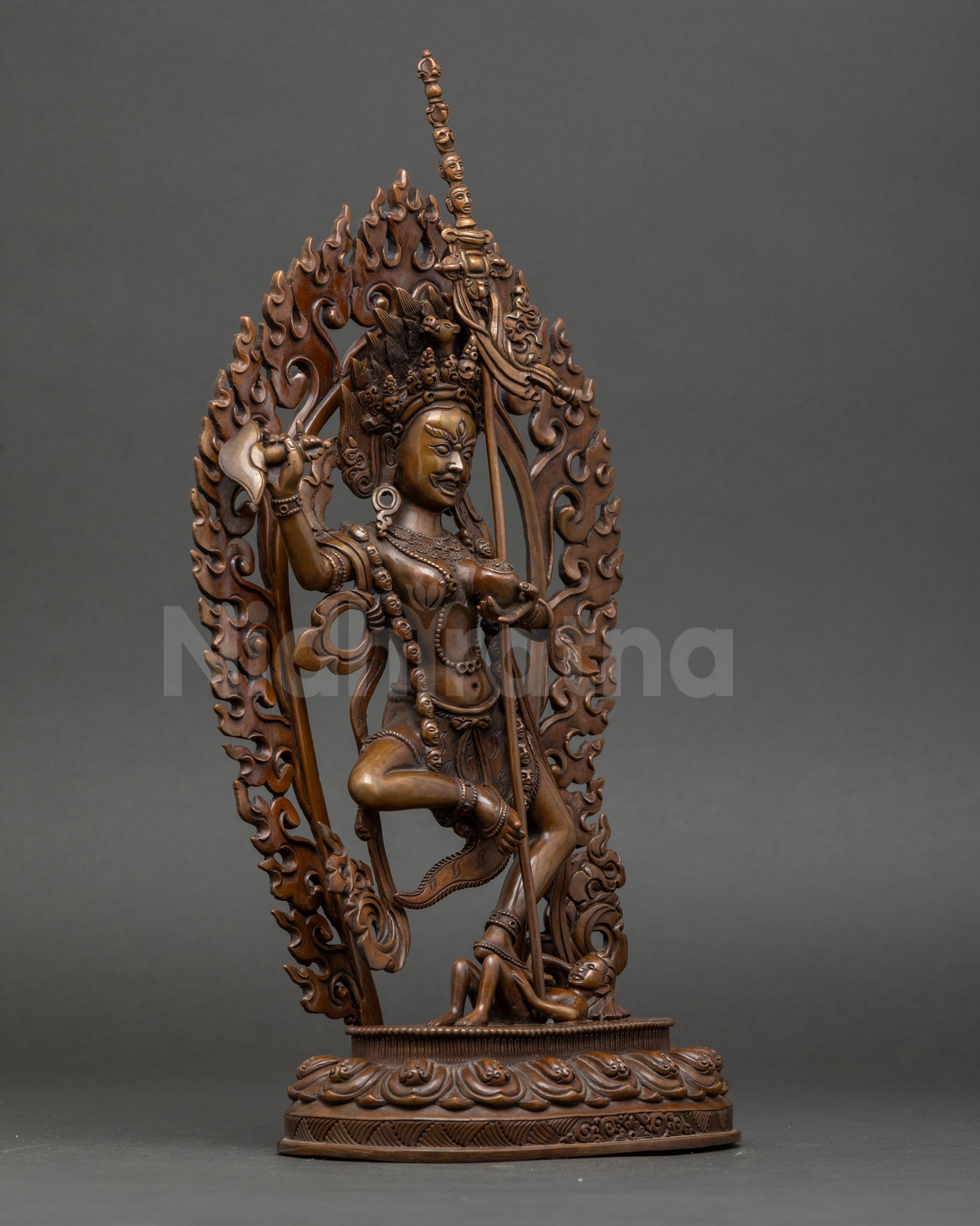 Oxidized copper Dorje Phagmo statue for meditation, altar, and spiritual décor