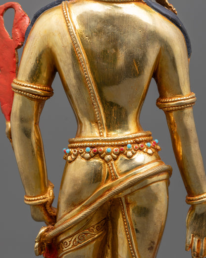Hand-Carved Bodhisattva Padmapani Statue with Lotus