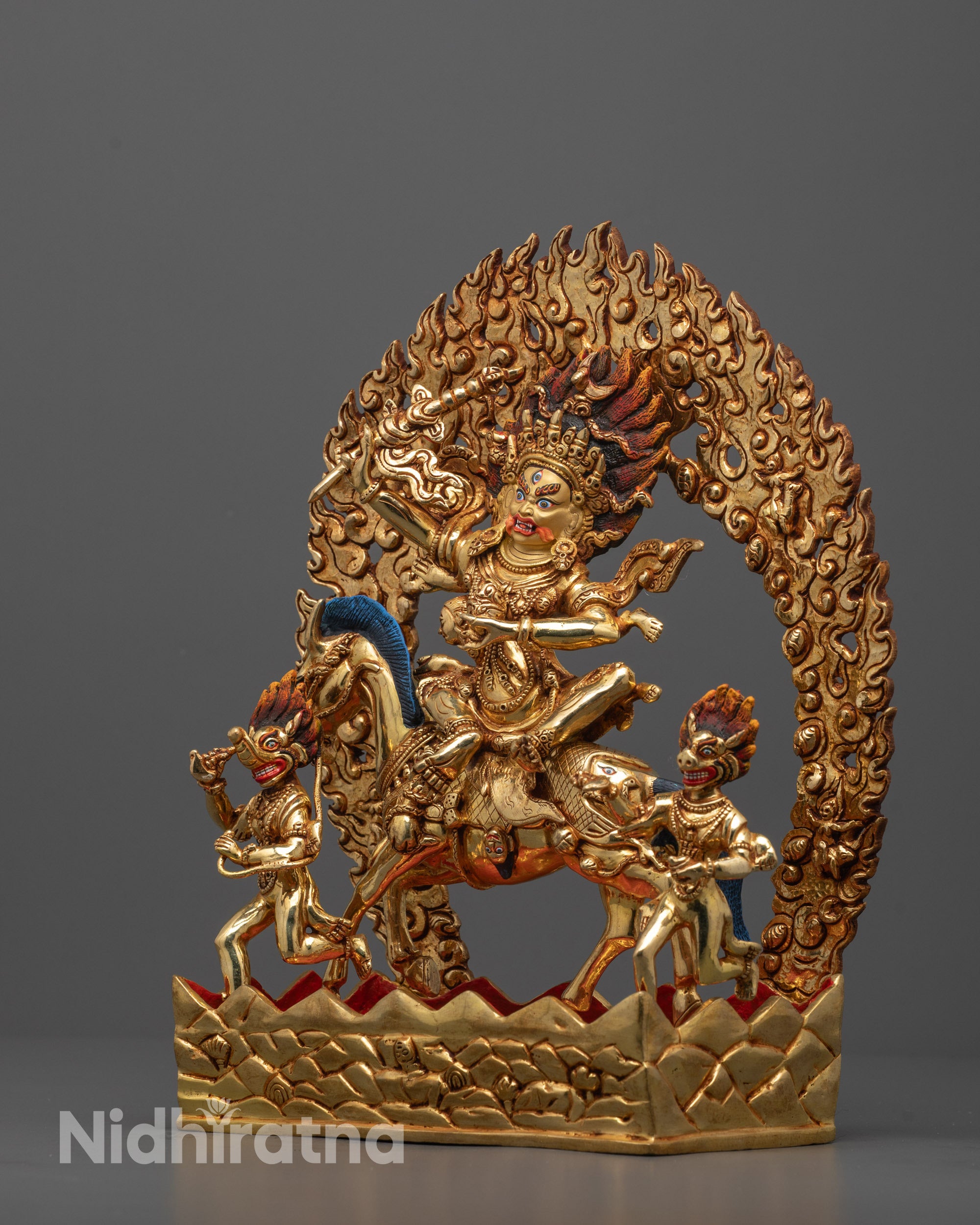 Traditional Palden Lhamo Statue | Hand-Carved Tibetan Guardian Figure