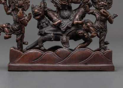 Palden Lhamo Statue | Oxidized Copper Sculpture of Fierce Deity