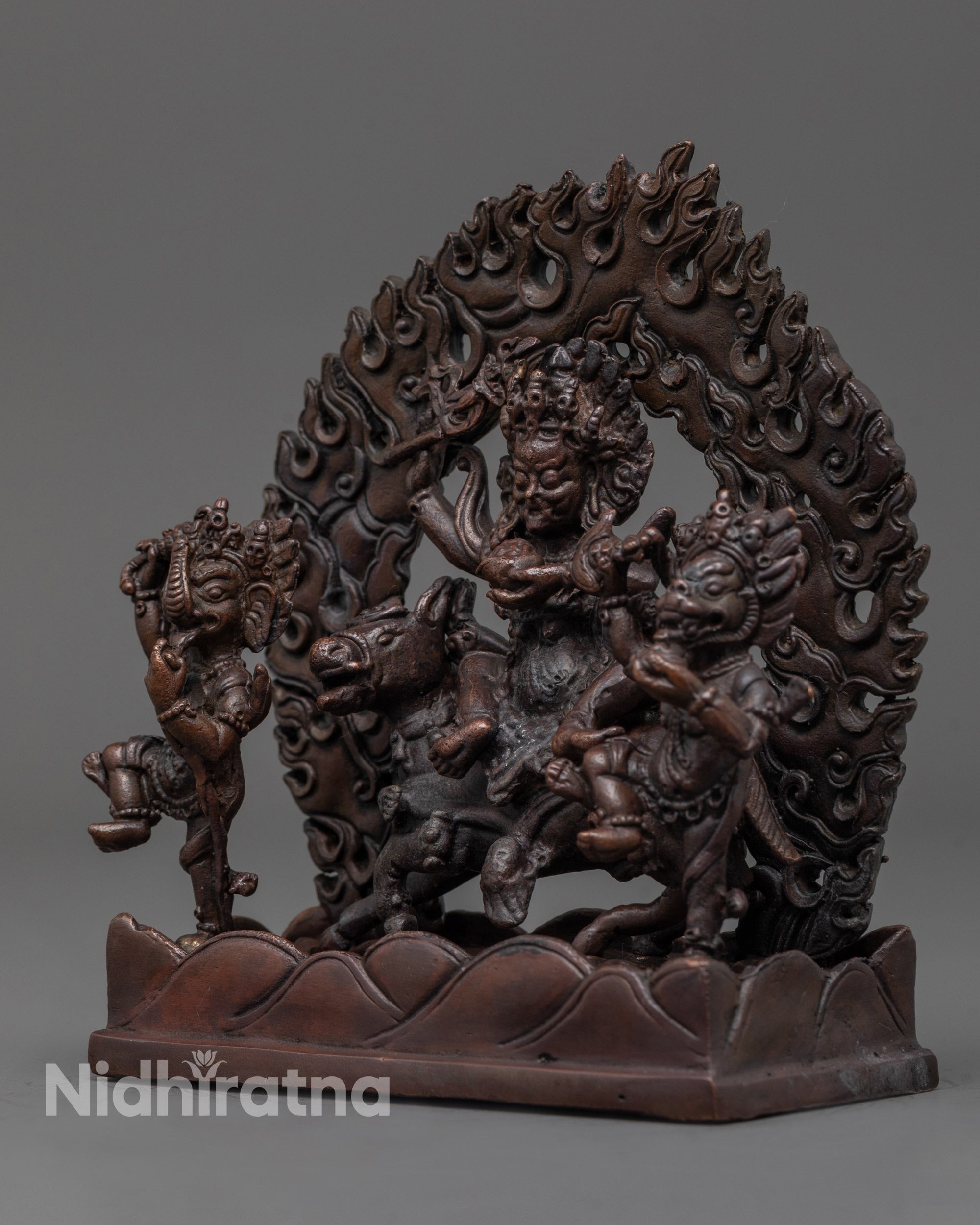 Palden Lhamo Statue | Oxidized Copper Sculpture of Fierce Deity