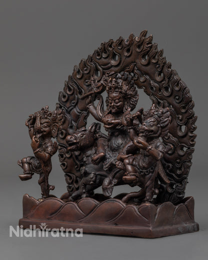 Palden Lhamo Statue | Oxidized Copper Sculpture of Fierce Deity