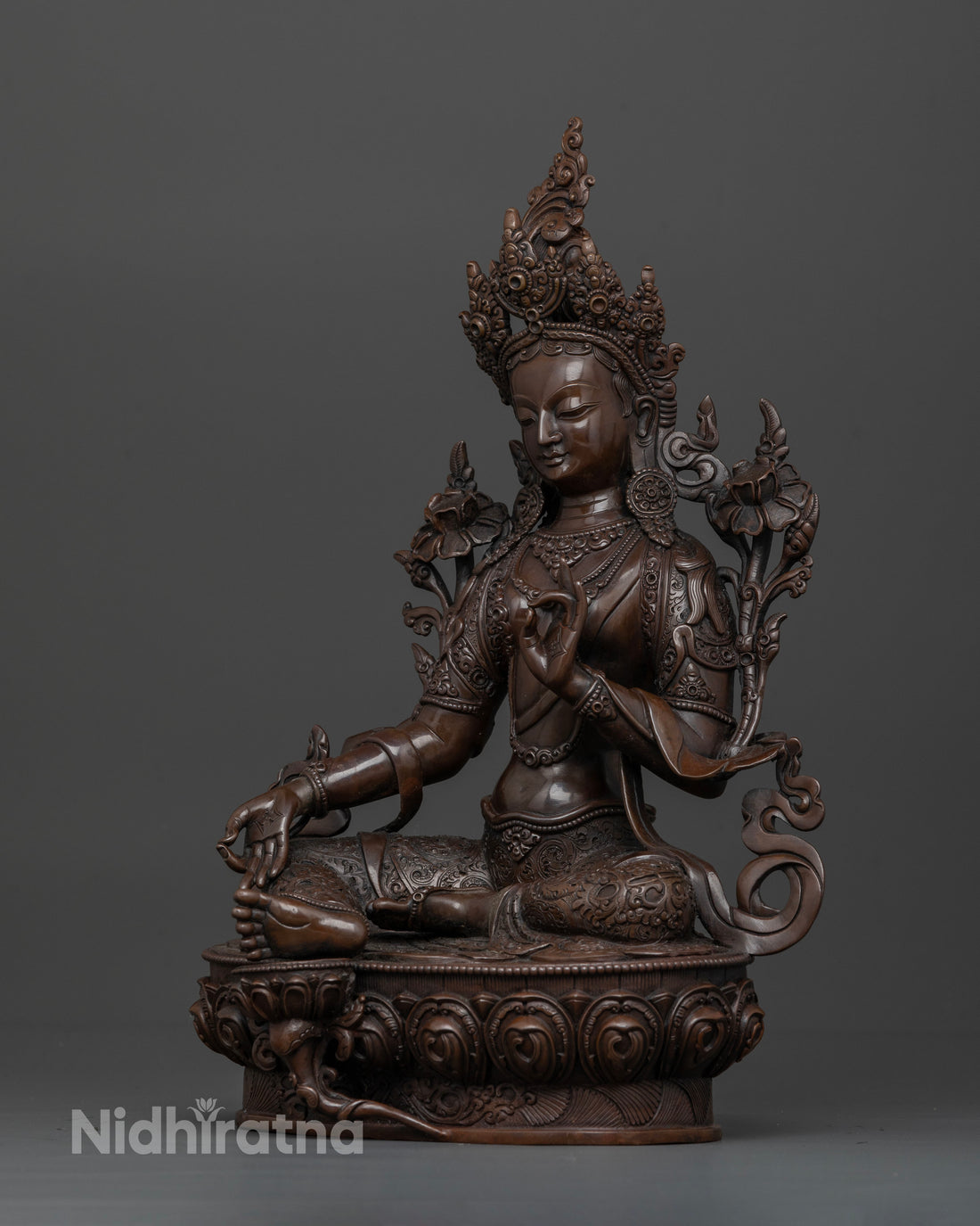 Oxidized Mother Green Tara Statue for Protection