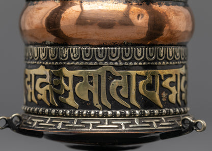 Artisan-Made Copper Tibetan Prayer Wheel | Spiritual Healing Spinner