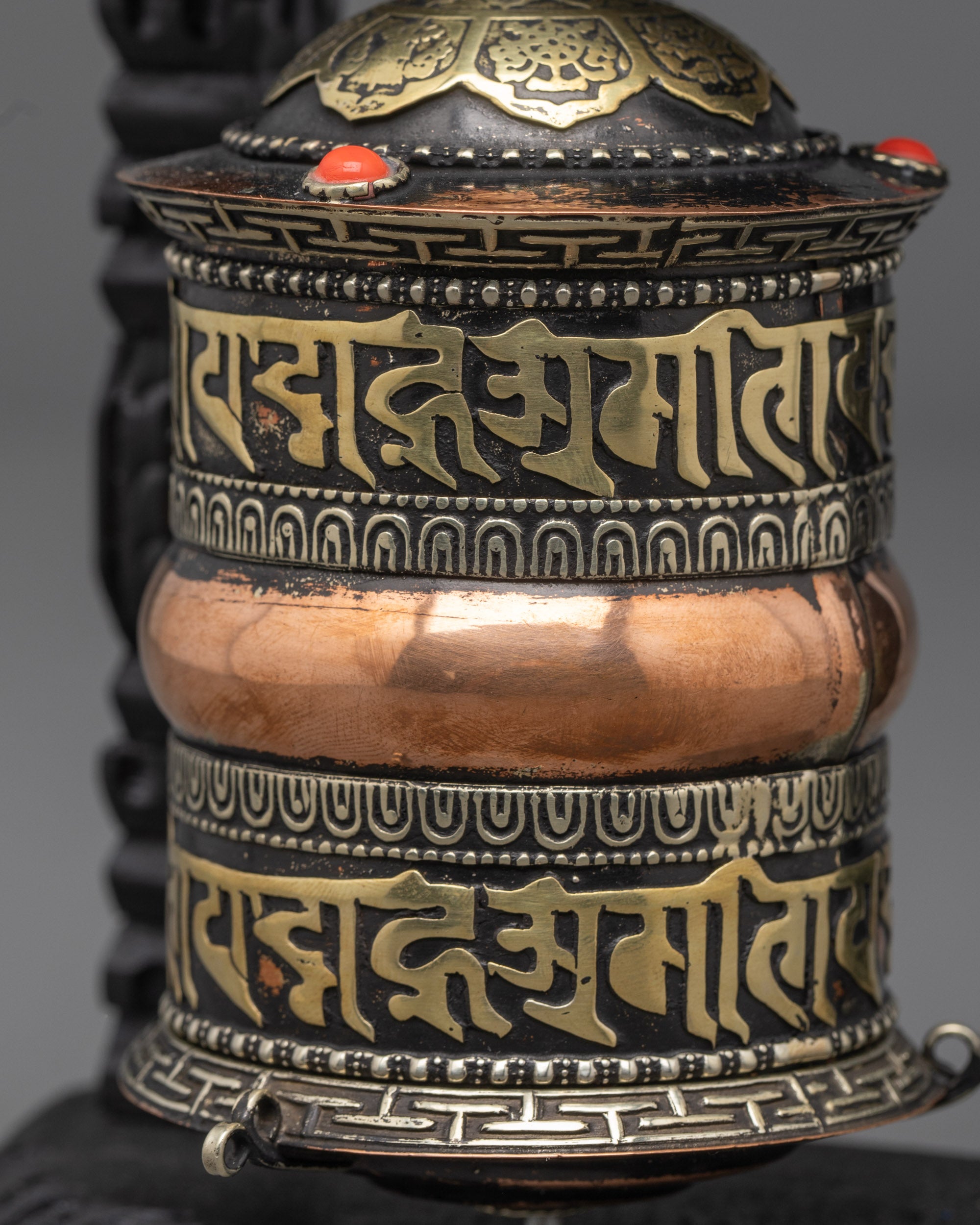 Artisan-Made Copper Tibetan Prayer Wheel | Spiritual Healing Spinner