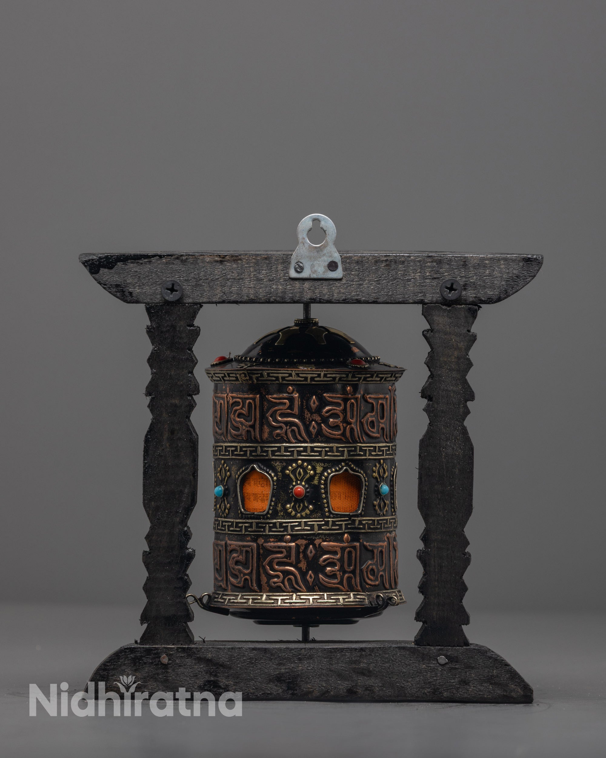 Mantra Prayer Wheel for Home & Temple | Copper Buddhist Spinner