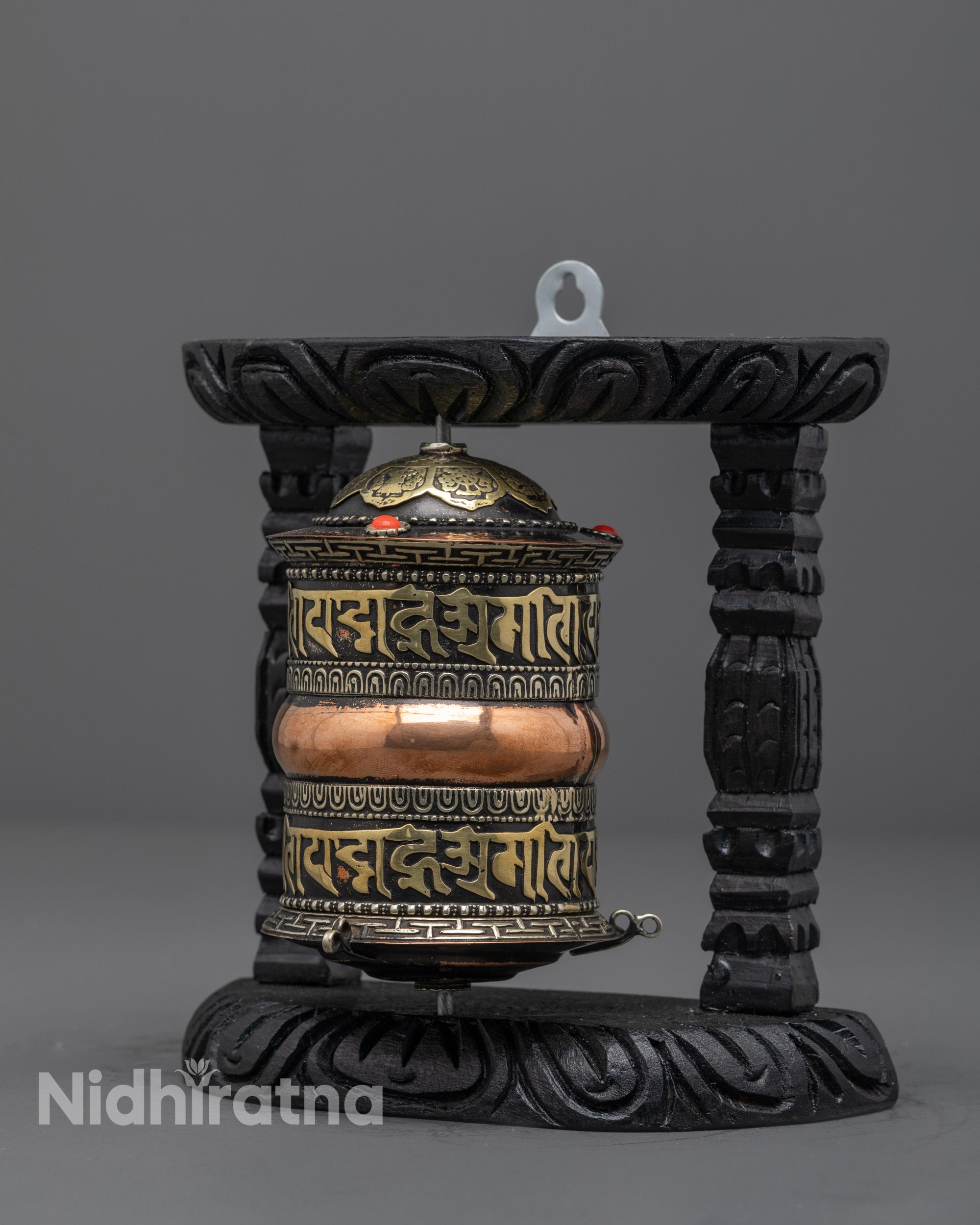 Artisan-Made Copper Tibetan Prayer Wheel | Spiritual Healing Spinner