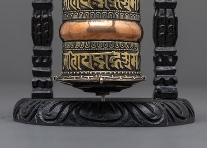 Artisan-Made Copper Tibetan Prayer Wheel | Spiritual Healing Spinner