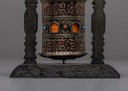Mantra Prayer Wheel for Home & Temple | Copper Buddhist Spinner