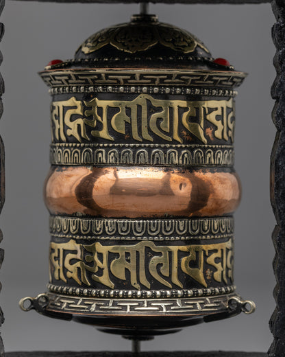 Artisan-Made Copper Tibetan Prayer Wheel | Spiritual Healing Spinner