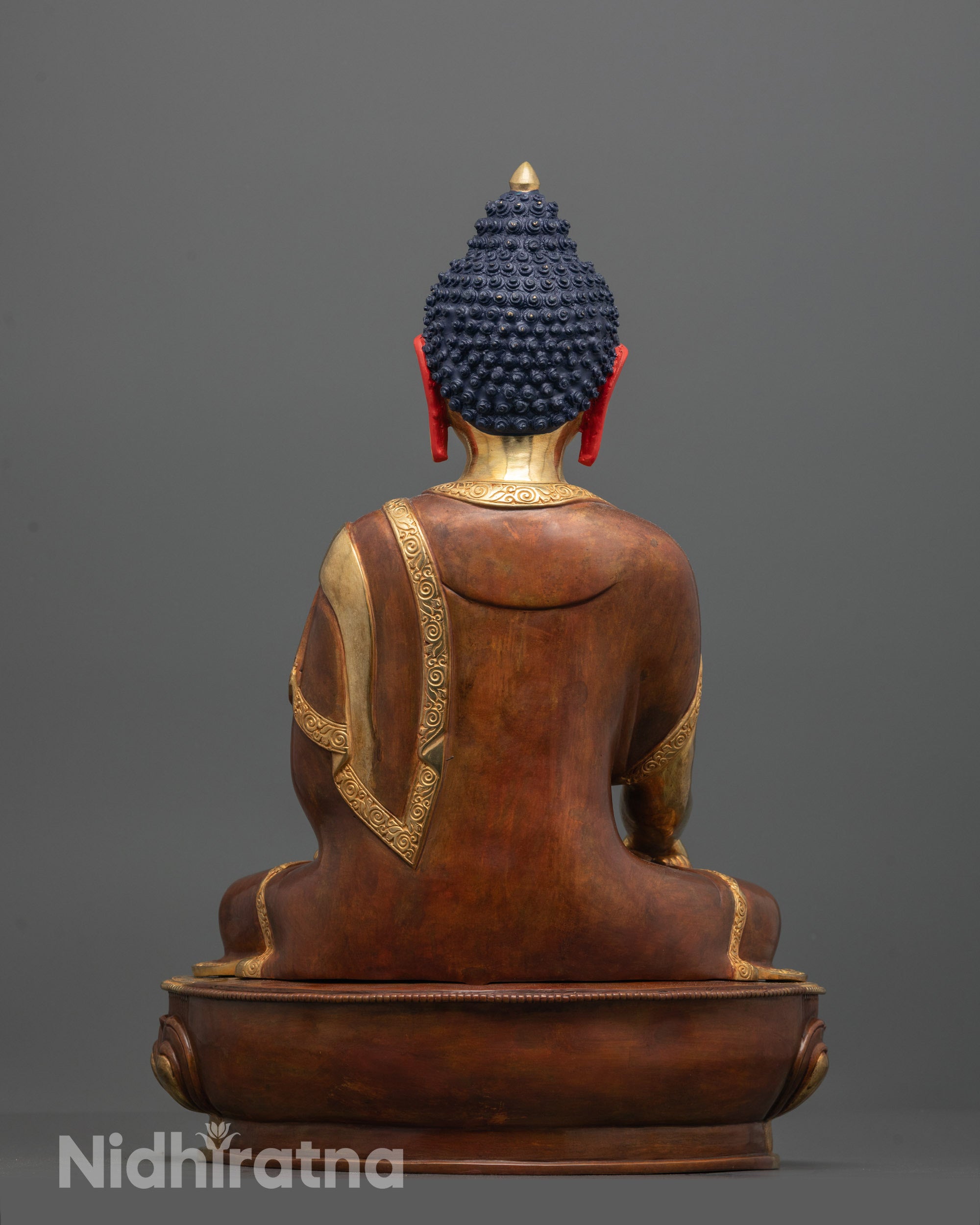 Premium Copper Shakyamuni Buddha Statue with Partially Fire-Gilded Gold Finish