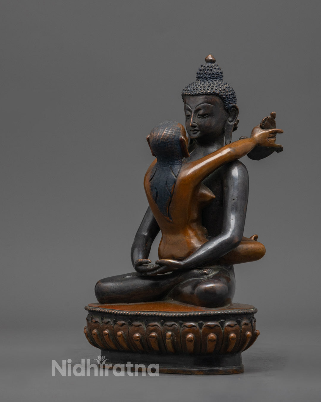 Premium copper Oxidized Samantabhadra Consort Statue perfect for meditation and spiritual home decor